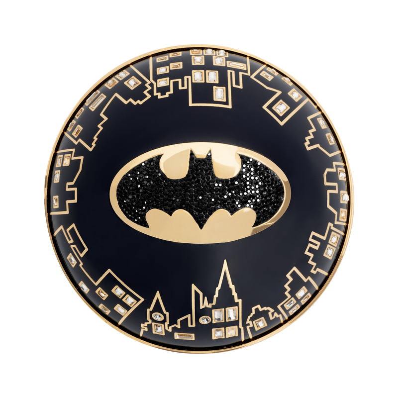 batman logo with black  Swarovski crystal  on perfume bottle