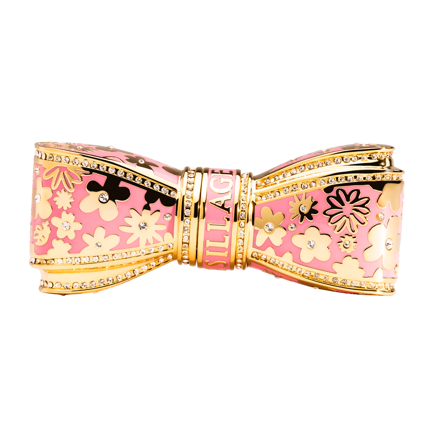Pink and Plated  Gold Luxury Lipstick Case with Swarovski crystals