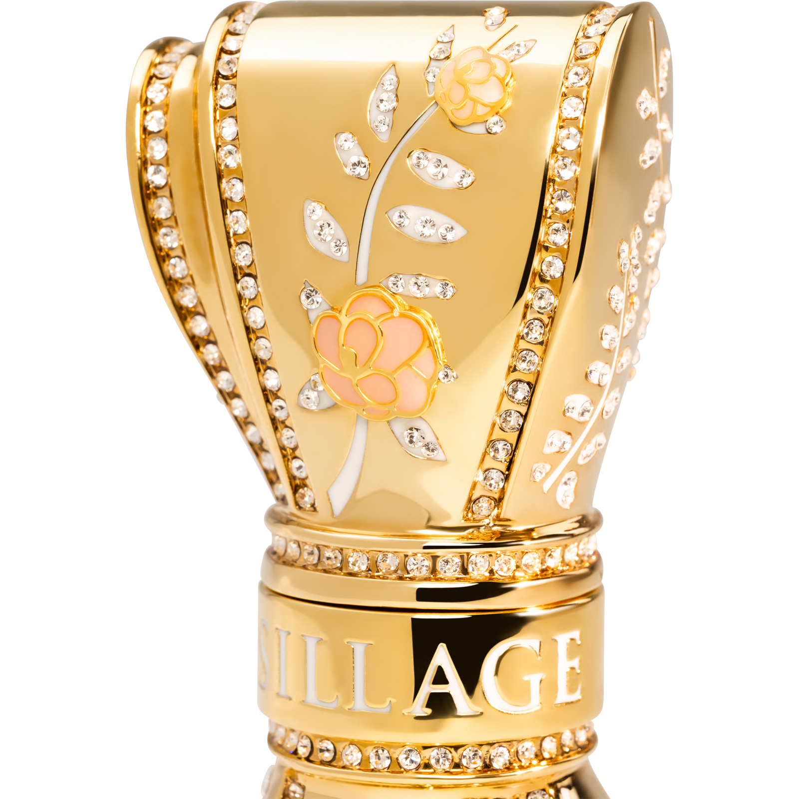 Gold decorative item with floral design and 'Village' branding on a white background
