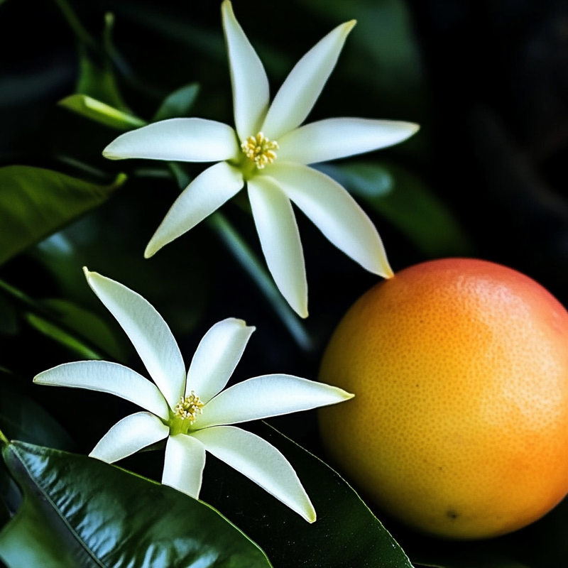 mango and white blossom