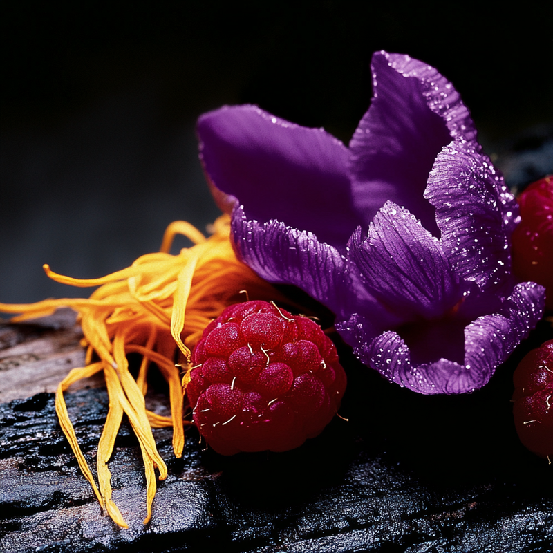 oud and liatrix absolute  saﬀron and ripe raspberry fragrance notes