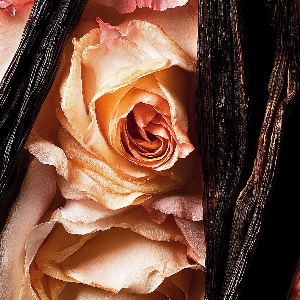 vibrant picture of rose with vanilla bean