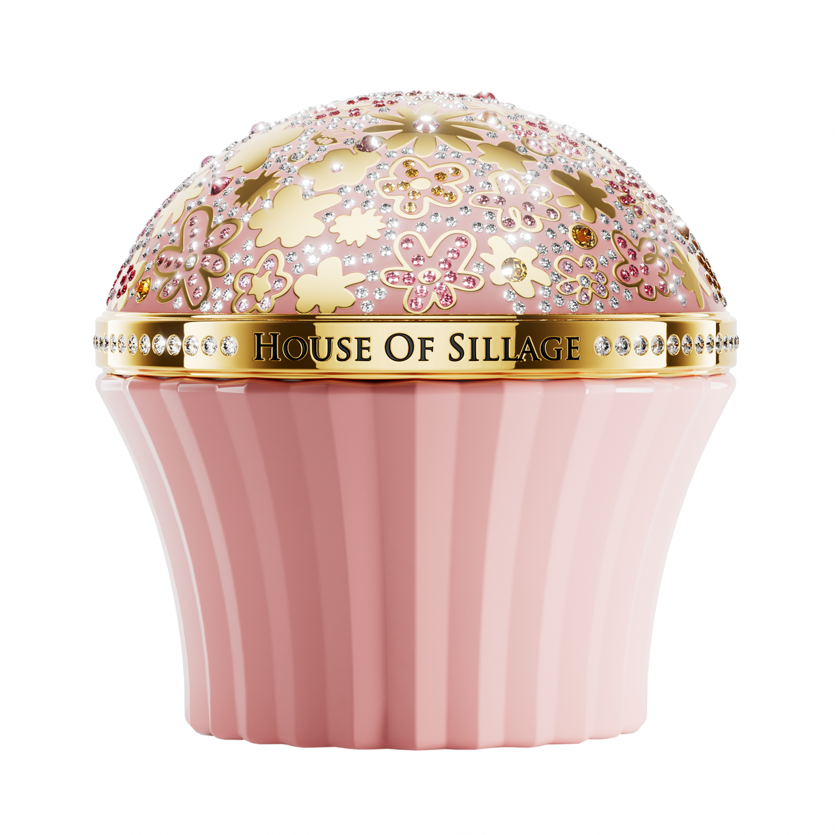 Fruity and Floral fragrance is pink dusty bottle with Swarovski crystals on top 