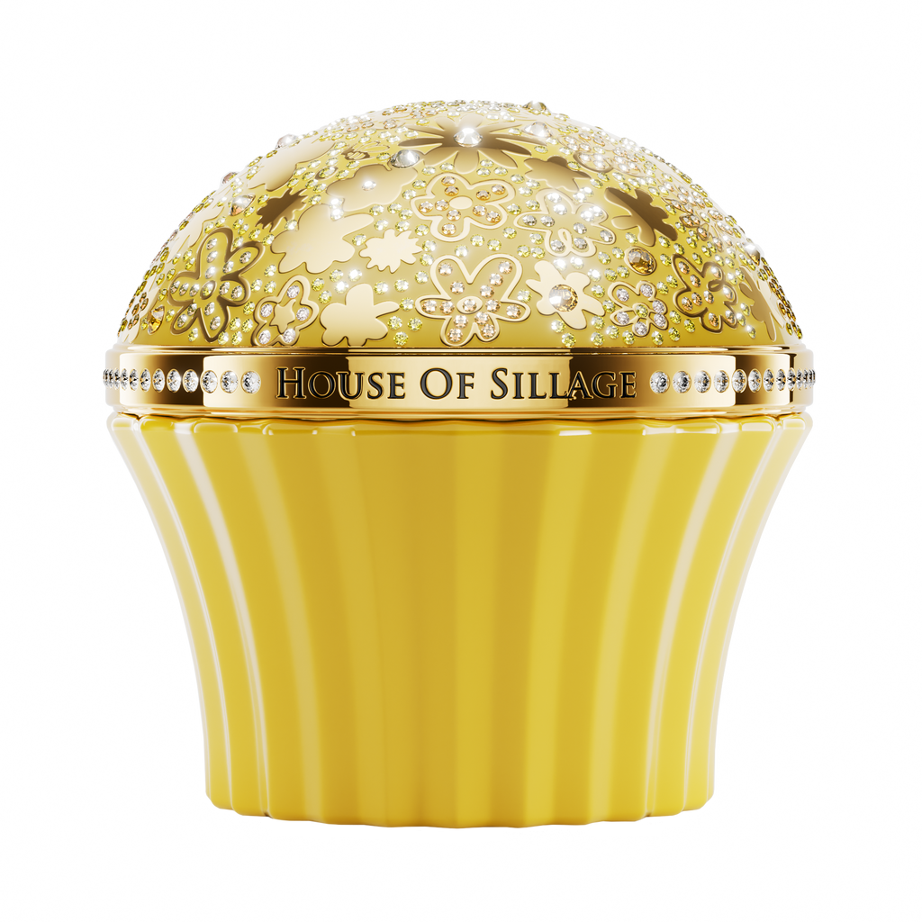 Yellow fragrance with Swarovski crystal,  fresh citrusy fragrance 