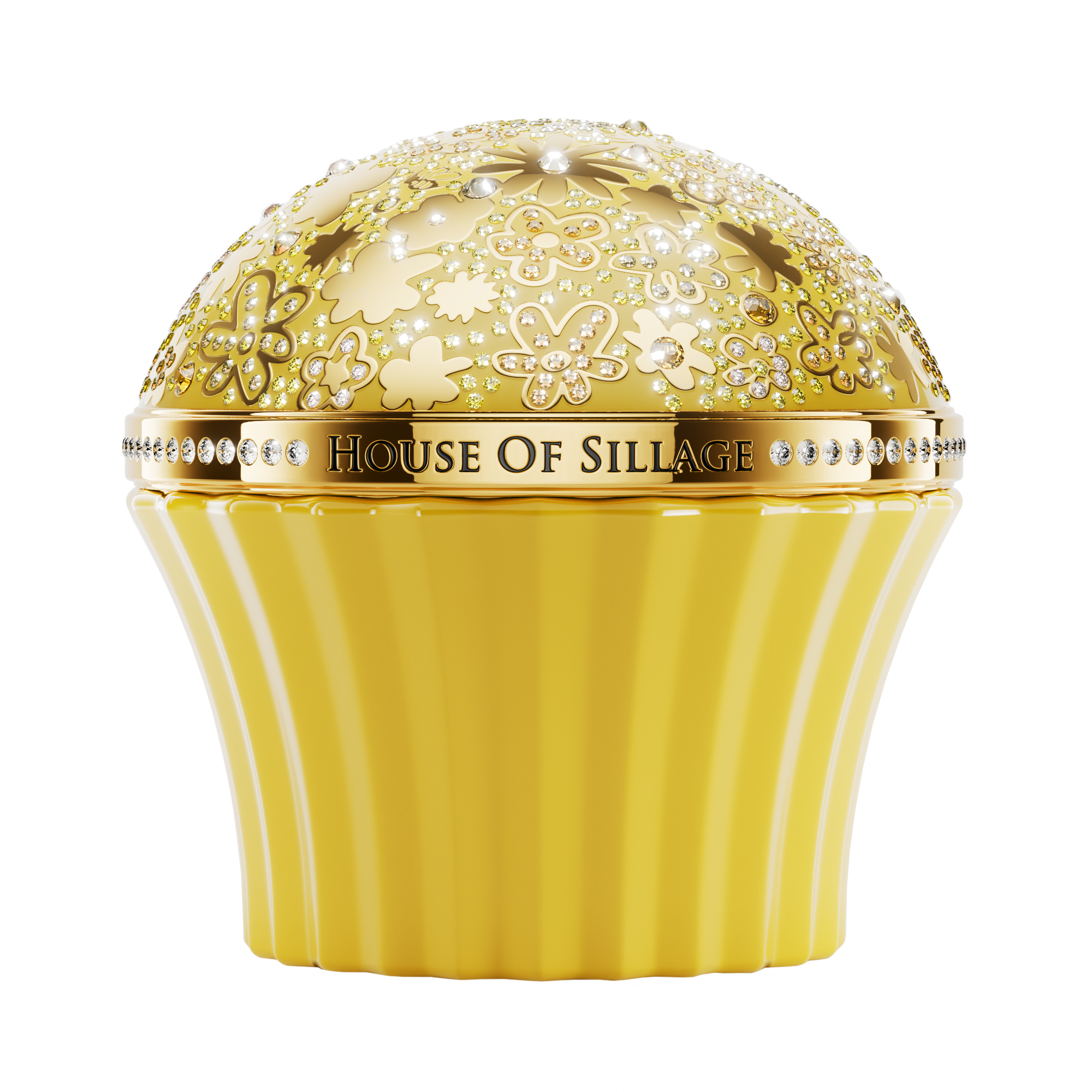 Yellow fragrance with Swarovski crystal,  fresh citrusy fragrance 